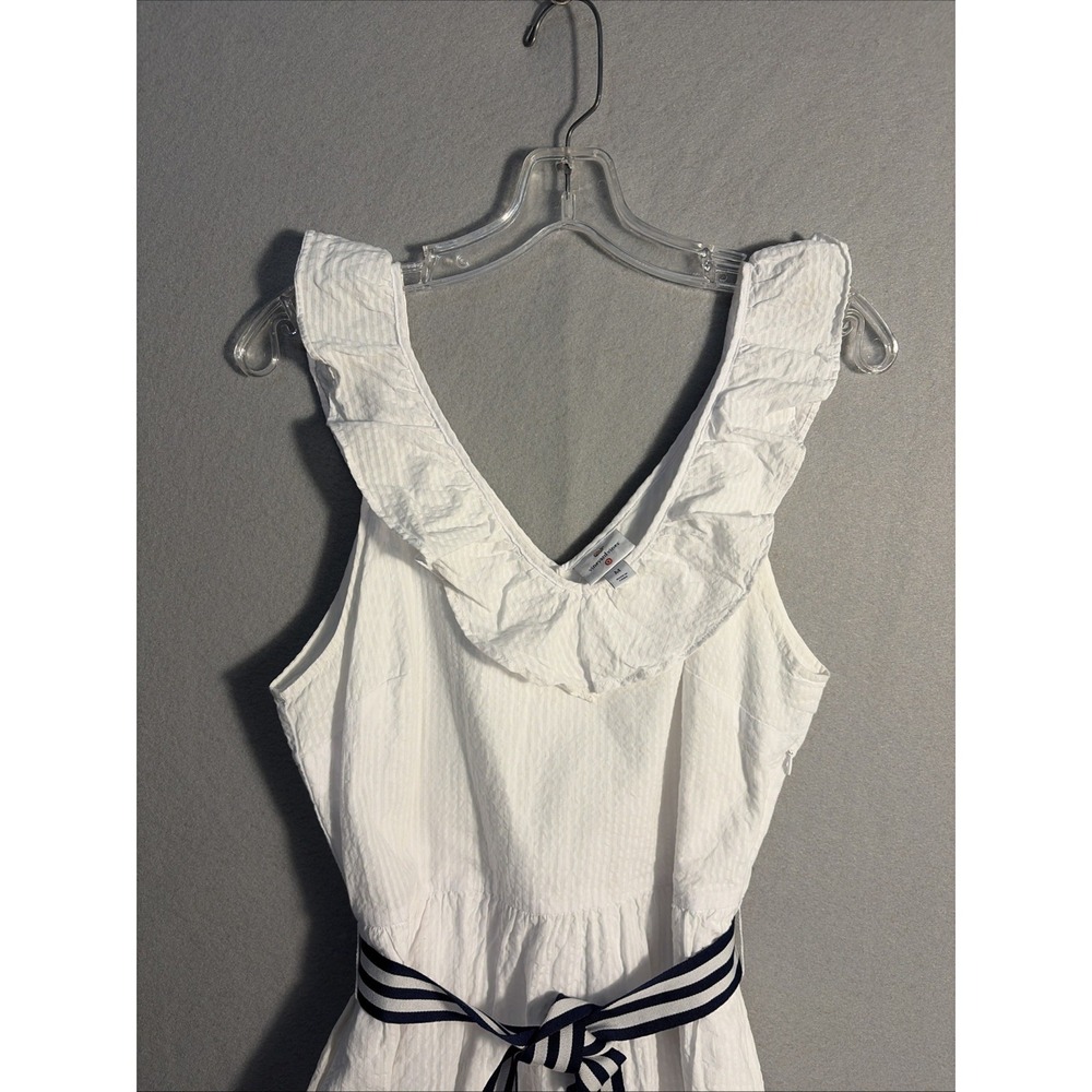 Vineyard Vines ( Target)White Ruffle Midi Dress V-Neck Size M Coastal Quiet Lux - Picture 4 of 10